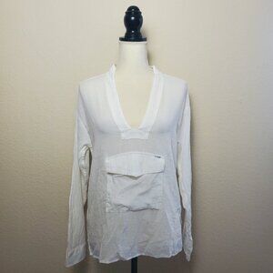 Mother White Popover Gauze Blouse Small